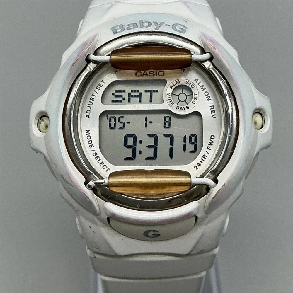 Casio Baby-G BG-169R Womens Watch 43mm White Digital Resin Alarm New Battery